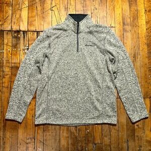 Eddie Bauer Sweater Men's Large Heather Gray Solid Long Sleeve 1/4-Zip Outdoor